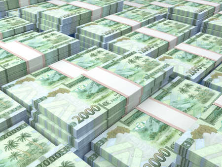 Money of Guinea. Franc bills. GNF banknotes. 2000 French. Business, finance, news background. 3d illustration.の写真素材