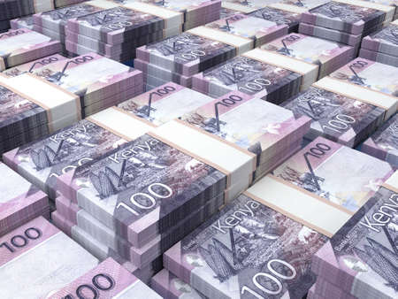 Money of Kenya. Kenyan shilling bills. KES banknotes. 100 shillings. Business, finance, news background. 3d illustration.の写真素材