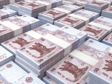 Money of Moldova. Leu bills. MDL banknotes. 50 Gagauz. Business, finance, news background. 3d illustration.の写真素材