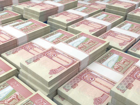 Money of Mongolia. Mongolian tugrik bills. MNT banknotes. 20 togrog. Business, finance, news background. 3d illustration.の写真素材