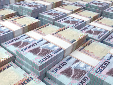 Money of Sierra Leone. Leone bills. SLL banknotes. 5000 Mende. Business, finance, news background. 3d illustration.の写真素材