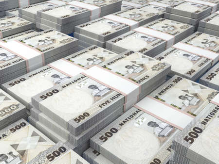Money of Rwanda. Franc bills. RWF banknotes. 500 Kinya. Business, finance, news background. 3d illustration.の写真素材