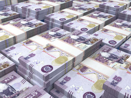 Money of Zambia. Kwacha bills. ZMW banknotes. 5 Bemba. Business, finance, news background. 3d illustration.の写真素材