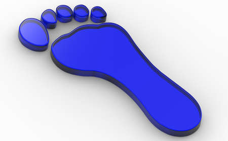 3D image. 3D rendering. blue glass footprint.の写真素材