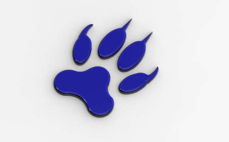 3d rendering. 3d image. animal footprint. mammal paw printの写真素材
