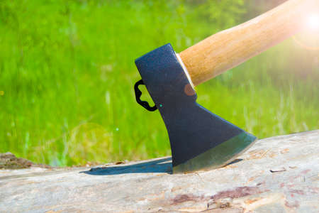 ax stuck in a log