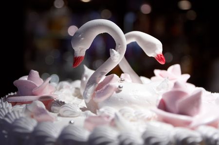 Wedding pie with swansの写真素材