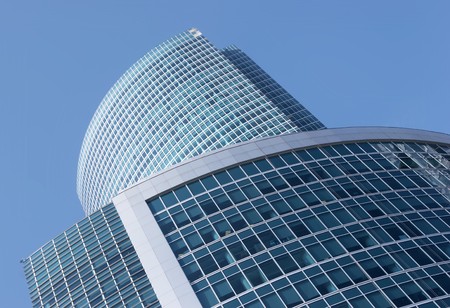 Building completely consisting of glass windows.