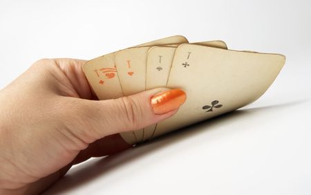 The old, shabby playing cards in business