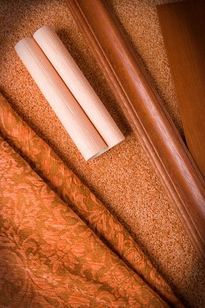 Selection of materials for an apartment interior in pink-coral tonesの写真素材