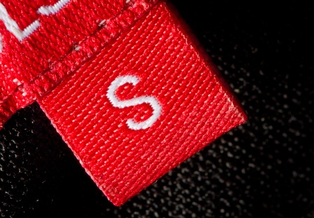 real macro of s size clothing label