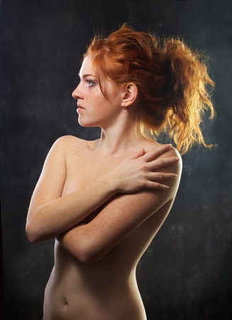Close-up portrait of sexy caucasian young womanの写真素材