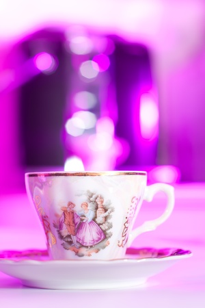 Cup from coffee against the Espresso machine.の写真素材