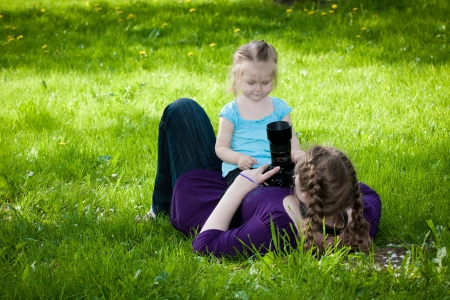 park in the spring in flowering of apple-treesの写真素材
