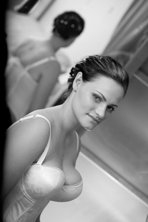 preparation of the bride for the wedding dayの写真素材