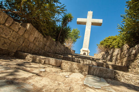Big Cross at Mount Filerimos on the Island of Rhodes, Greeceの写真素材