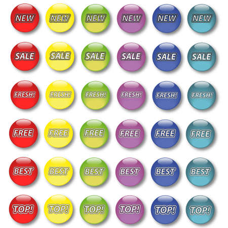 Set of various colored sticker iconsのイラスト素材