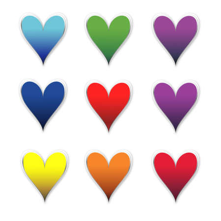 colour hearts isolated on whiteのイラスト素材