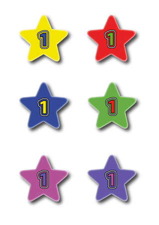 Star icons isolated on white with nuber oneのイラスト素材