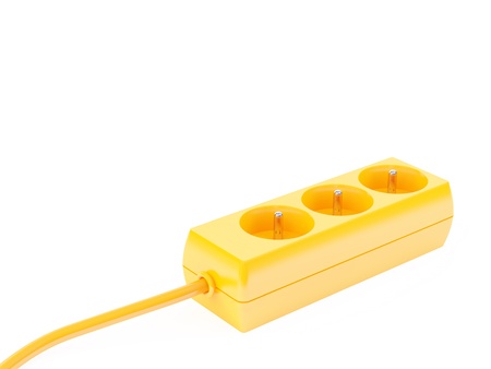 electrical extension isolated in whiteの写真素材