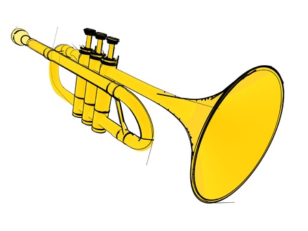 Trumpet isolated on white background の写真素材