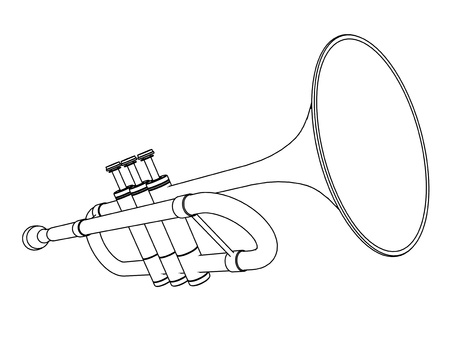 Trumpet isolated on white background の写真素材