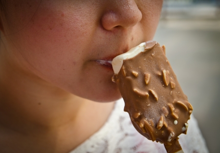 ice cream with the concept of women to control their weight の写真素材