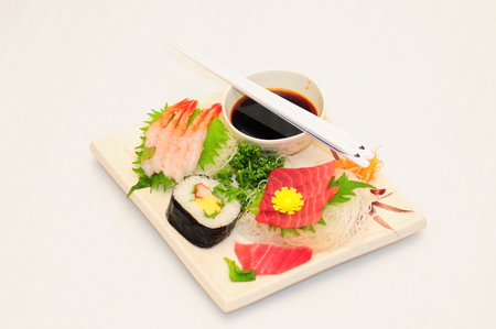 Sushi and Sashimi Rise Rollsの写真素材