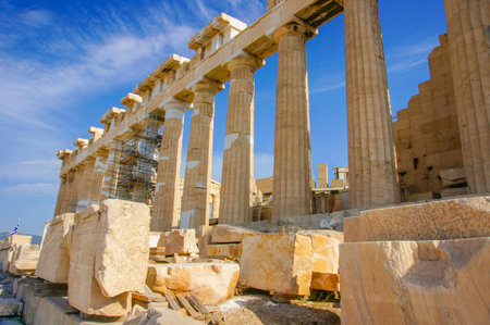 The Parthenon on the Acropolis in Athensの写真素材