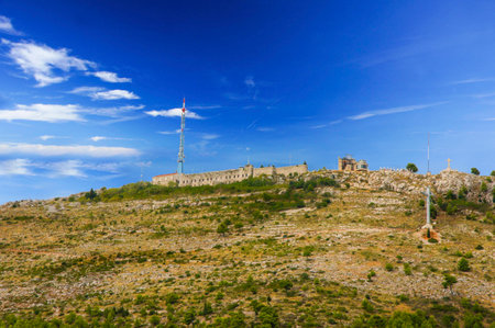 Dubrownik communication tower on a hill SRDの写真素材