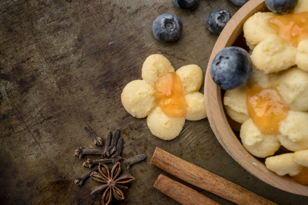Shortbread Cookies with marmaladeの写真素材