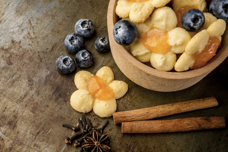 Shortbread Cookies with marmaladeの写真素材