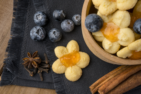 Shortbread Cookies with marmaladeの写真素材