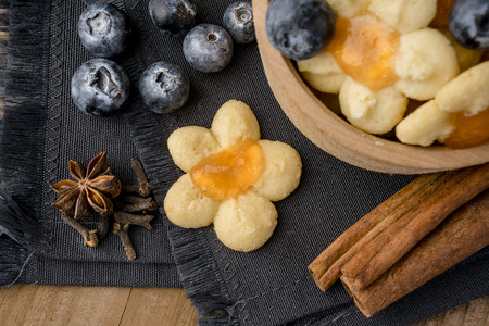 Shortbread Cookies with marmaladeの写真素材
