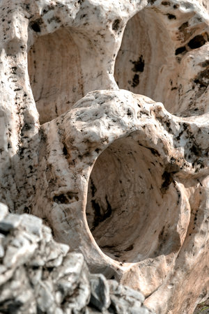 Detail of a rock sculpture in the park of Limassol, Cyprusの写真素材