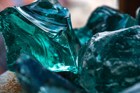 Blue crystals. Various shapes and sizes. High quality photoの写真素材