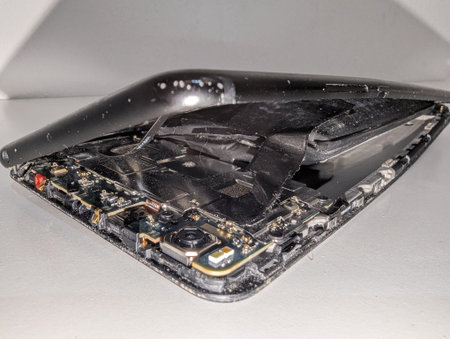Swollen Battery Pushing Apart Smartphone Casing, Bulging Cell And Separated Display Clearly Visible,...