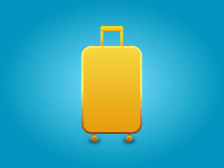 3D bag icon isolated on blue background. concept for vacation, bag packing and tour.の写真素材