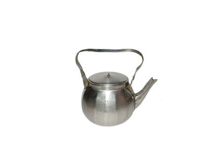 Old stainless steel tea cup isolated on white background. Indian cattle.