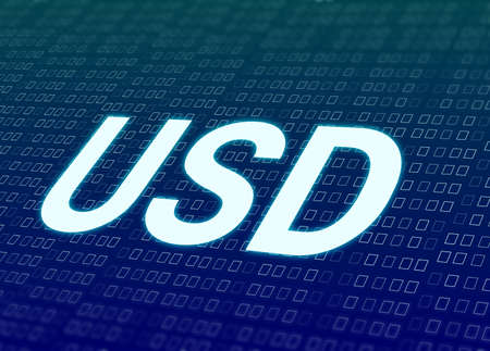 blue usd word on digital background with blur. concept for usd rate in global market.の写真素材