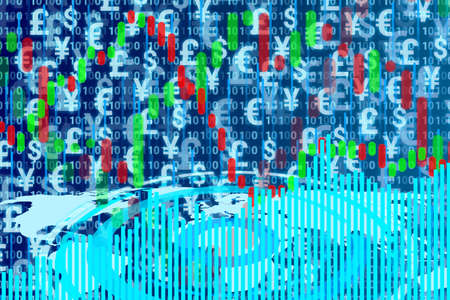 world wide currency digital background with world map. concept for world trade, business and...