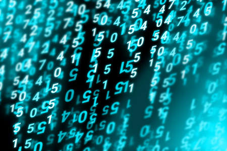 3d blue digital number background illustration with bright light. concept for digital, technology...