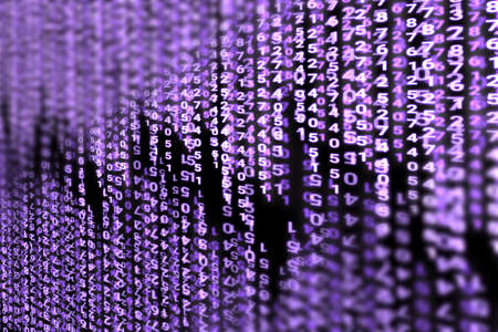 3d digital number background illustration with bright light. concept for digital, technology and computer code.の写真素材