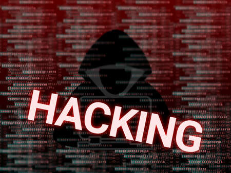 online fraud background with digital number and Hacker icon. concept for cyber crime and online...