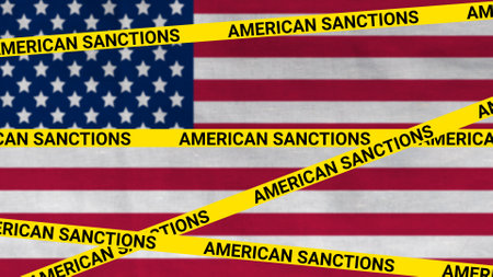 American senctions streeps on blur American flag illustration image.の写真素材