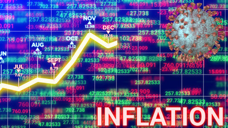 inflation due corona virus illustration background with graph and number.