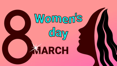 women's day march 8 illustration image with creative women's face icon.の写真素材