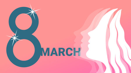 eight march women's day concept image with white women's face design.の写真素材