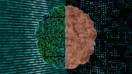 artificial intelligence and human brain comparison illustration. how both brain have different...