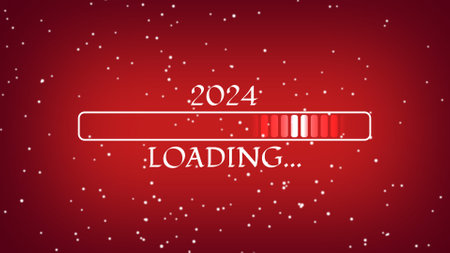 New year is loading illustration images with blurred snowflakes. new year welcome concept.